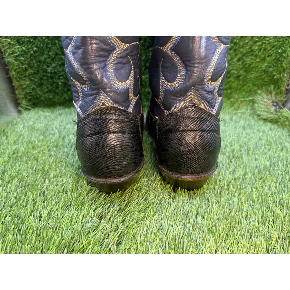 Vintage Nocona Western Boot Men's 7.5 Black Leather Cowboy Equestrian Rodeo